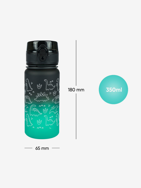 BAAGL  Зелена бутилка за пиене от тритан с градиент дино, 350 ml Baagl