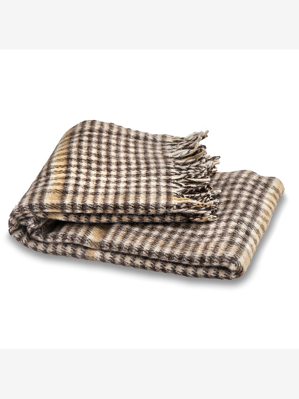 Balkanova Вълнено одеяло Elma XI - кафяво и бежово каре