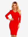 numoco Елегантна рокля с къдрички и деколте - червена Numoco