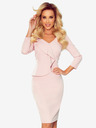 numoco Елегантна рокля с деколте с волани - пастелно розово Numoco