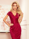 numoco Дантелена рокля с деколте - бургундско Numoco