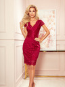 numoco Дантелена рокля с деколте - бургундско Numoco