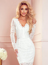 numoco Дантелена рокля с дълги ръкави и деколте - ECRU Numoco