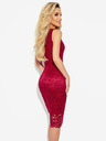 numoco Дантелена миди рокля с деколте тип "молив" - бургундско Numoco
