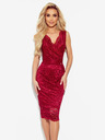 numoco Дантелена миди рокля с деколте тип "молив" - бургундско Numoco