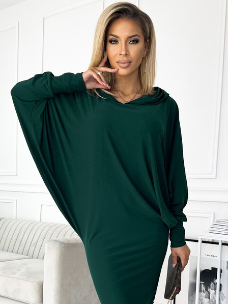 numoco Рокля с качулка и папийонка - зелена Numoco