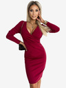 numoco Елегантна памучна рокля с дълъг ръкав, деколте тип молив и дълги ръкави - бургундско Numoco