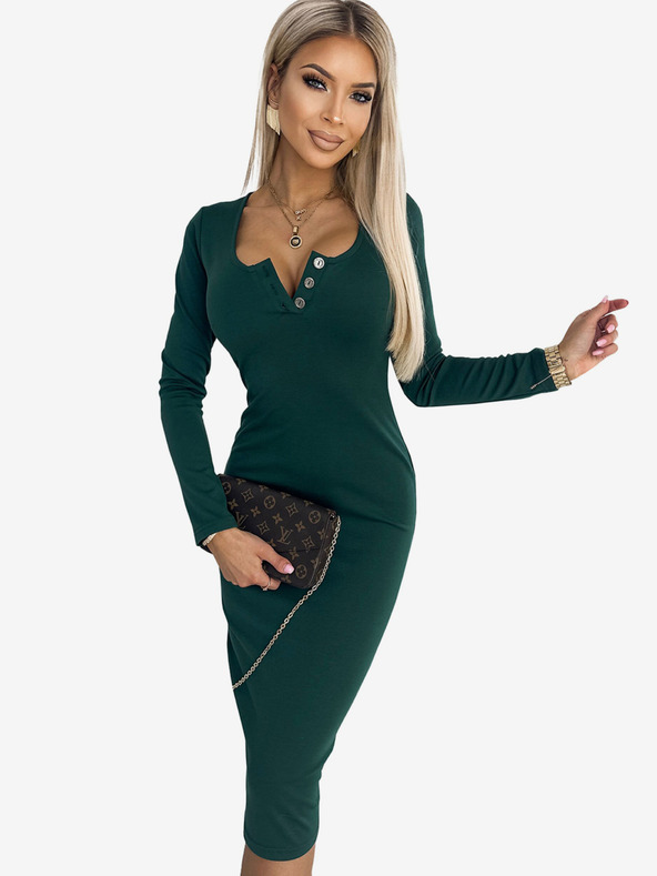 numoco Рокля с три копчета на деколтето - зелена Numoco