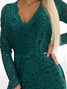 numoco Рокля с дълъг ръкав и дантелено деколте - зелена Numoco