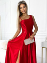 numoco Елегантна дълга сатенена рокля с едно рамо - червена Numoco
