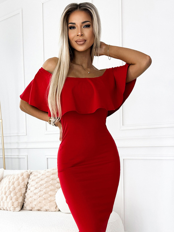 numoco Рокля-молив с испански грип - червена Numoco