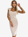 numoco Елегантна миди рокля с красиво деколте - бежова Numoco