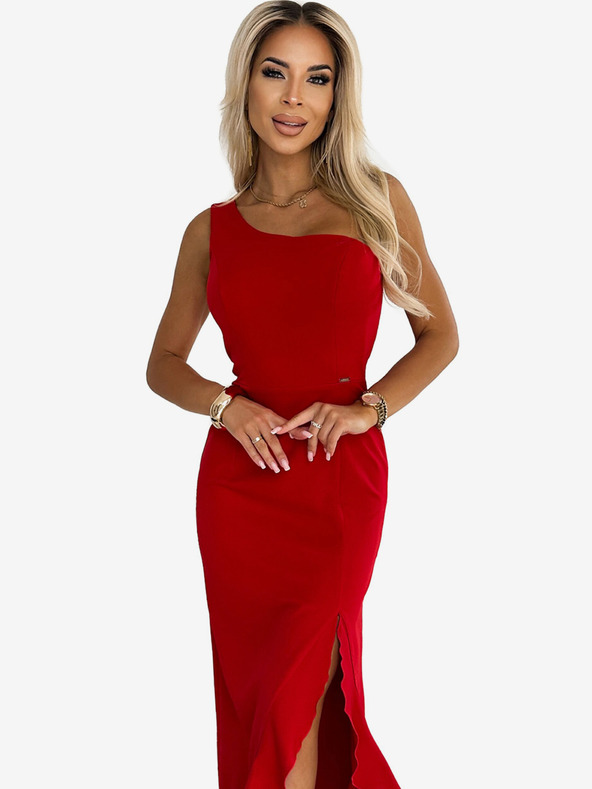 numoco Дълга рокля с едно рамо - червена Numoco