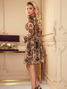 numoco Рокля от шифон с деколте и връзване на гърба - леопардов принт + роза Numoco