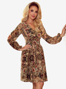 numoco Рокля от шифон с деколте и връзване на гърба - леопардов принт + роза Numoco