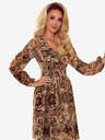 numoco Рокля от шифон с деколте и връзване на гърба - леопардов принт + роза Numoco
