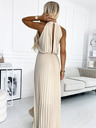 numoco Плисирана миди рокля с падащо деколте - бежово Numoco