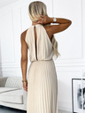 numoco Плисирана миди рокля с падащо деколте - бежово Numoco