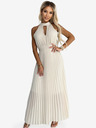 numoco Плисирана миди рокля с падащо деколте - бежово Numoco