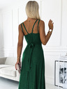 numoco Дълга рокля с деколте и двойни презрамки - зелена с блясък Numoco