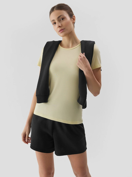 4F Дамска изчистена тениска с щампа 4F