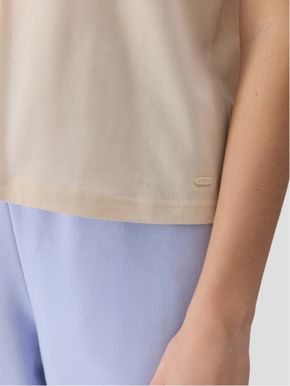 4F Дамска обикновена тениска с щампа от органичен памук 4F