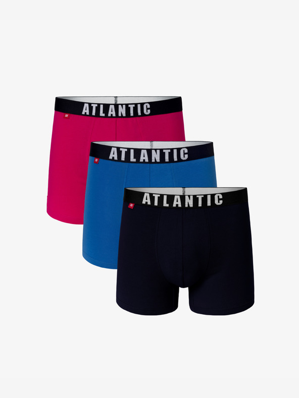 Atlantic Мъжки боксерки ATLANTIC 3-PACK - розово, синьо, морско