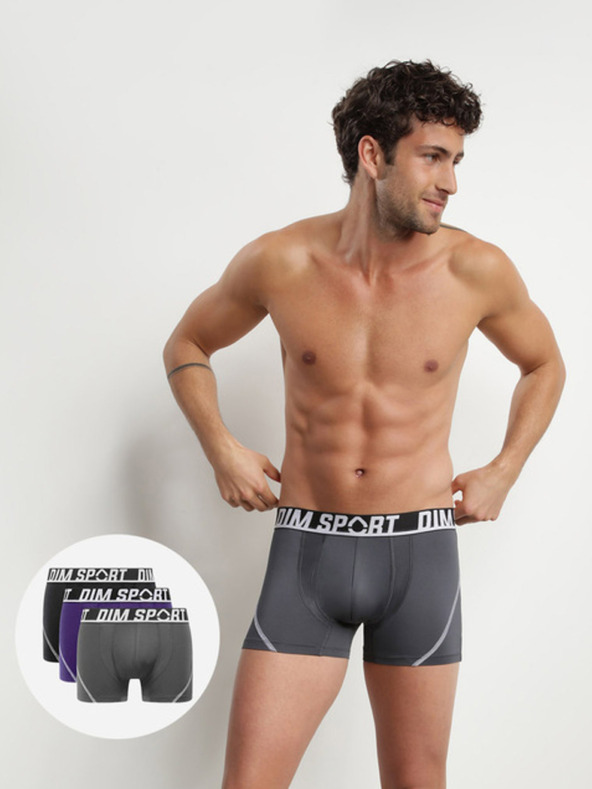 DIM Комплект от три спортни боксерки в сиво, синьо и черно DIM SPORT MICROFIBRE BOXER 3x