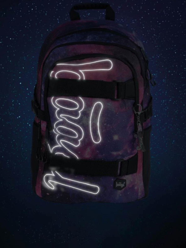 BAAGL  Лилав комплект 3 скейт галактики: раница, моливник, чанта Baagl