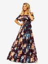 numoco Дълга рокля с волани - черна + разноцветни цветя Numoco