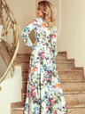 numoco Дълга рокля с деколте с волан - цветни рози и сини птици Numoco