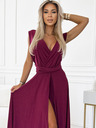 numoco Елегантна дълга рокля с връзки по много начини - бордо с блясък Numoco