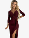 numoco Лъскава рокля с деколте и разкрояване на крачолите - бургундско Numoco