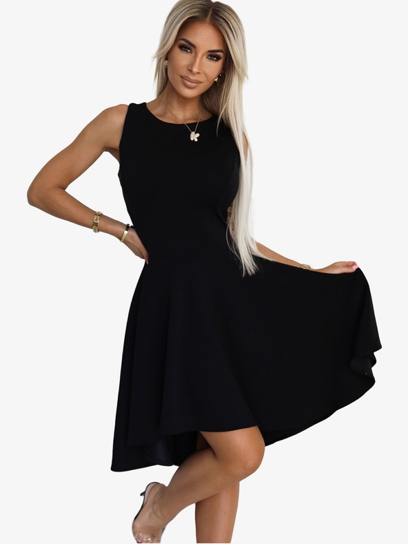 numoco Уникална рокля с по-дълъг гръб - черна Numoco