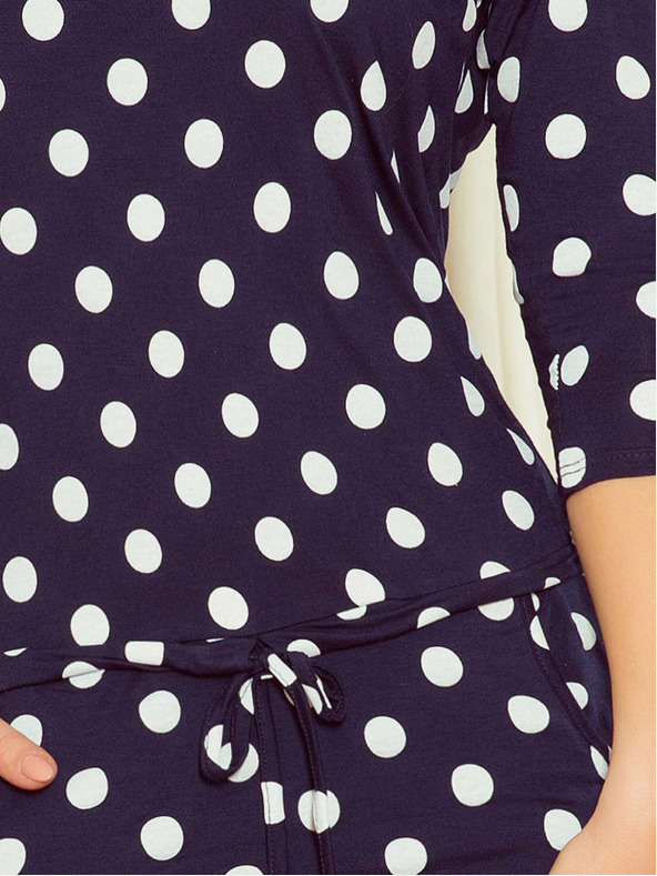 numoco Спортна рокля с връзки и джобове - тъмно синьо + точки Numoco