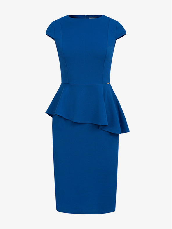 numoco Елегантна миди рокля с волани - синя Numoco