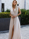 numoco Елегантна дълга рокля с връзки по много начини - бежова с блясък Numoco