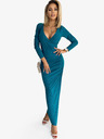 numoco Рокля с дълъг ръкав и деколте - морска с брокат Numoco