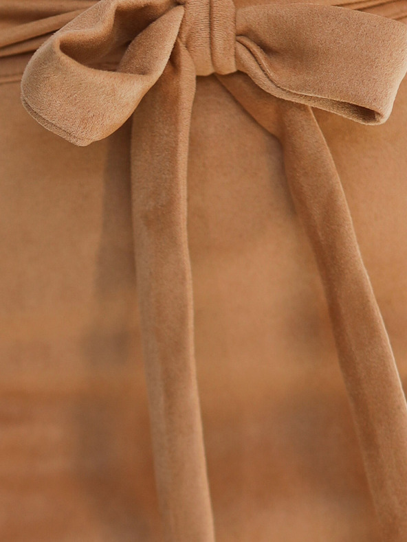 numoco Велурена пола с връзки - карамел Numoco