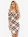 numoco Прилепнала рокля с деколте тип "молив" и дълги ръкави - бежово и черно каре Numoco