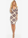 numoco Прилепнала рокля с деколте тип "молив" и дълги ръкави - бежово и черно каре Numoco
