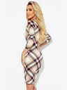 numoco Прилепнала рокля с деколте тип "молив" и дълги ръкави - бежово и черно каре Numoco