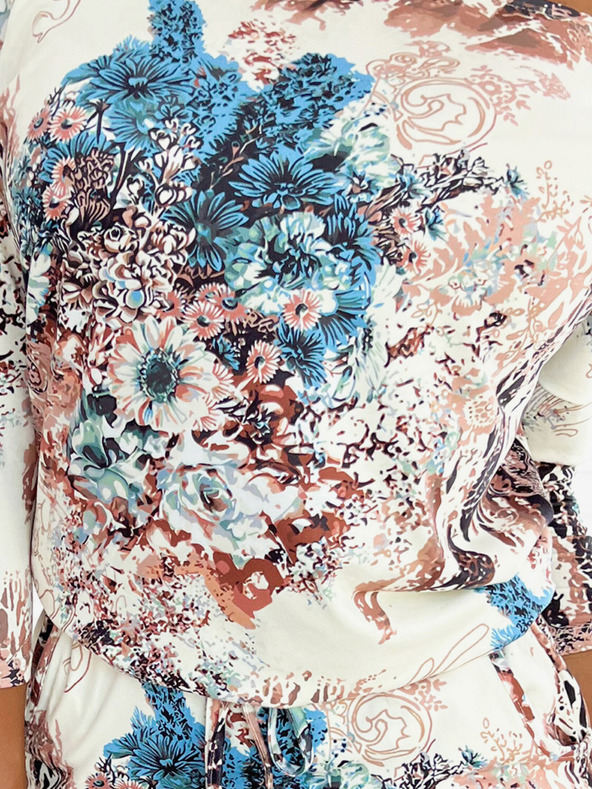 numoco Спортна рокля с джобове - бежово и сини цветя Numoco