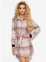 numoco Рокля с риза и копчета - бежово и бяло каре Numoco