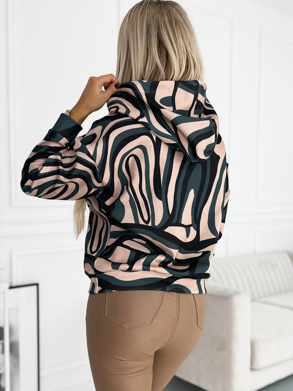 numoco Суитшърт с кенгуру - зелена и бежова вълна Numoco