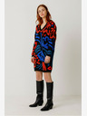 SKFK Синьо-оранжева дамска шарена рокля с пуловер SKFK