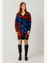 SKFK Синьо-оранжева дамска шарена рокля с пуловер SKFK