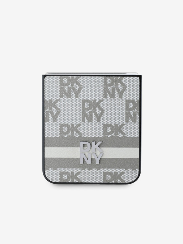 DKNY DKNY PU кожа с кариран десен и райета заден капак за Samsung Galaxy Z Flip 6 Beige