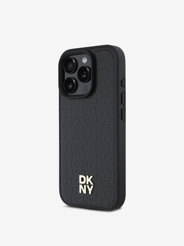 DKNY DKNY PU кожа с повтарящ се десен с логото Stack MagSafe заден капак за iPhone 16 Pro Black