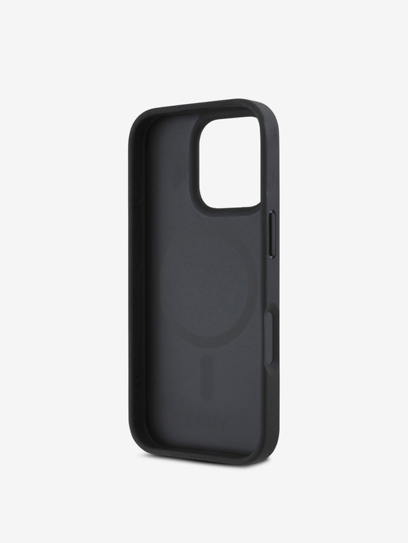 DKNY DKNY PU кожа с повтарящ се десен с логото Stack MagSafe заден капак за iPhone 16 Pro Black